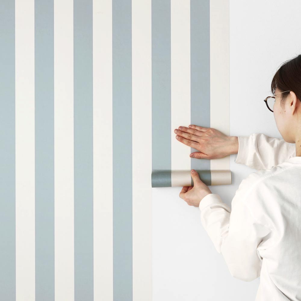 【3本セット】EASY WALL TAPE ストライプ/おしゃまブルー EWT32 イージーウォールテープ （幅23cm×6m）