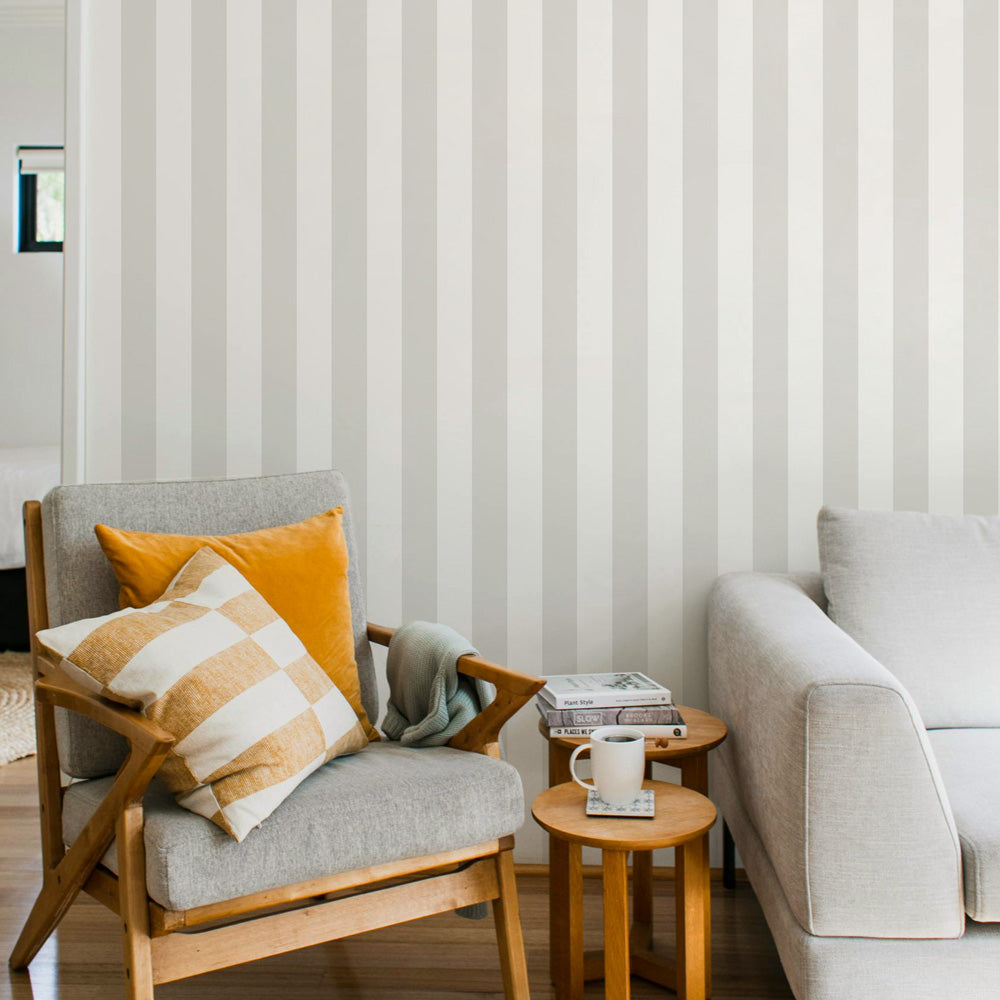 【3本セット】EASY WALL TAPE ストライプ/ペールグレー EWT37 イージーウォールテープ （幅23cm×6m）