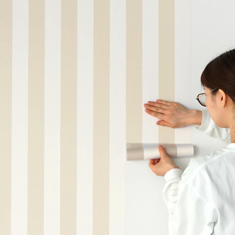 【5本セット】EASY WALL TAPE ストライプ/クリーム EWT38 イージーウォールテープ （幅23cm×6m）