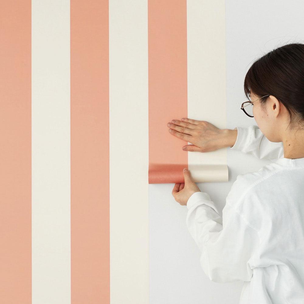 在庫限り【5本セット】EASY WALL TAPE ワイドストライプ/サーモンピンク EWT41 イージーウォールテープ （幅23cm×6m）