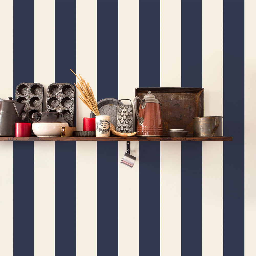 【3本セット】EASY WALL TAPE ワイドストライプ/ネイビー EWT48 イージーウォールテープ （幅23cm×6m）