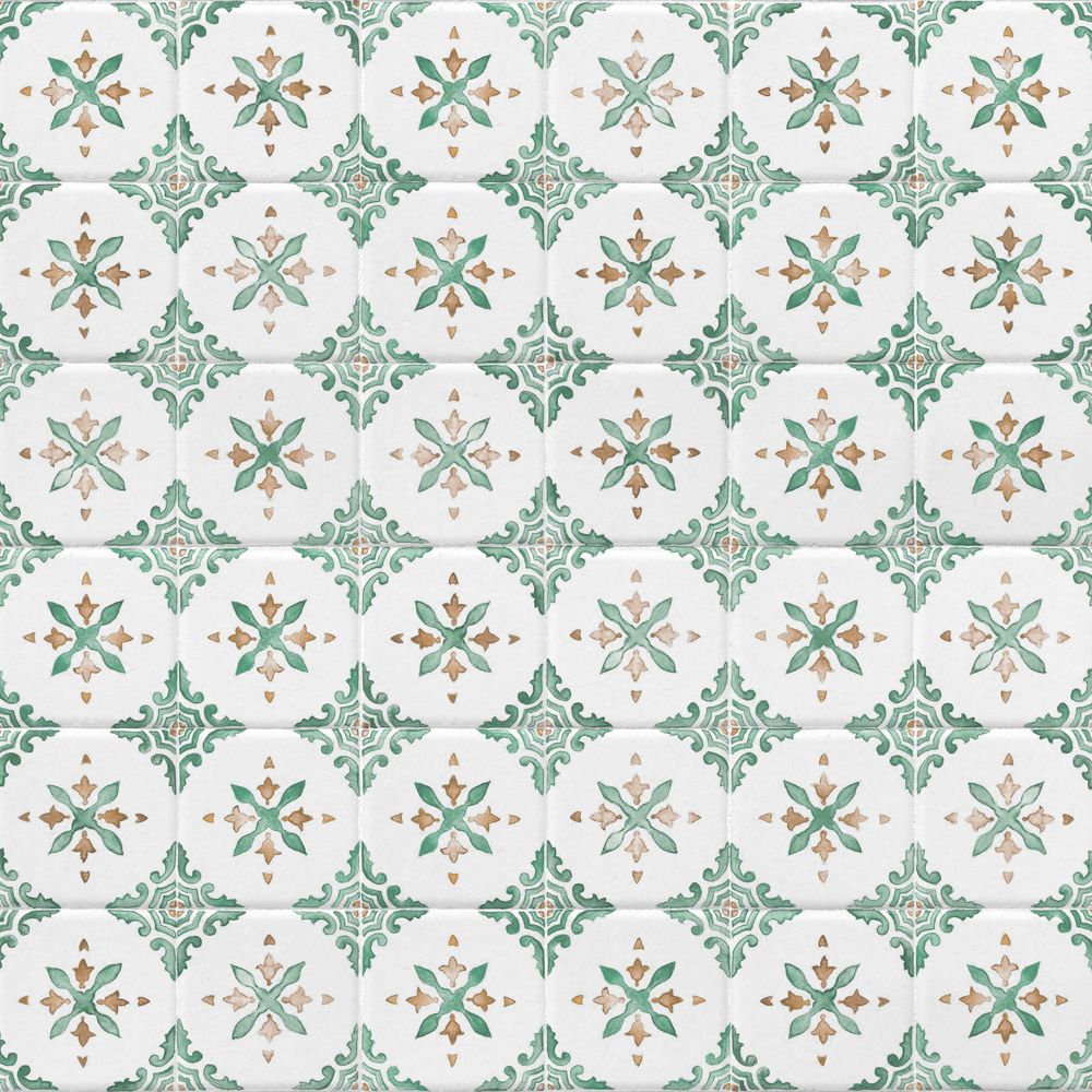 貼ってはがせる 床リメイクシート「Hatte me Floor (ハッテミーフロア)」オーアタイル(65cm×3mサイズ) エメラルド