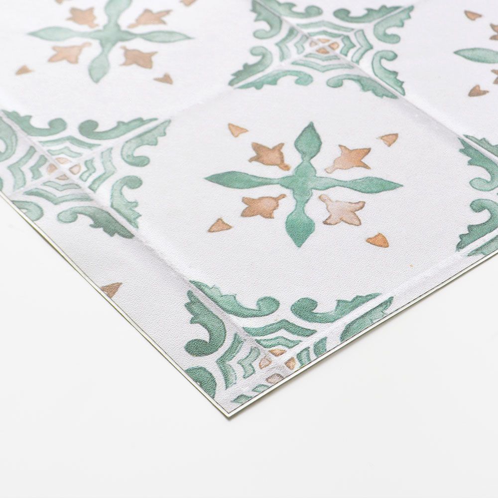 貼ってはがせる 床リメイクシート「Hatte me Floor (ハッテミーフロア)」オーアタイル(65cm×3mサイズ) エメラルド