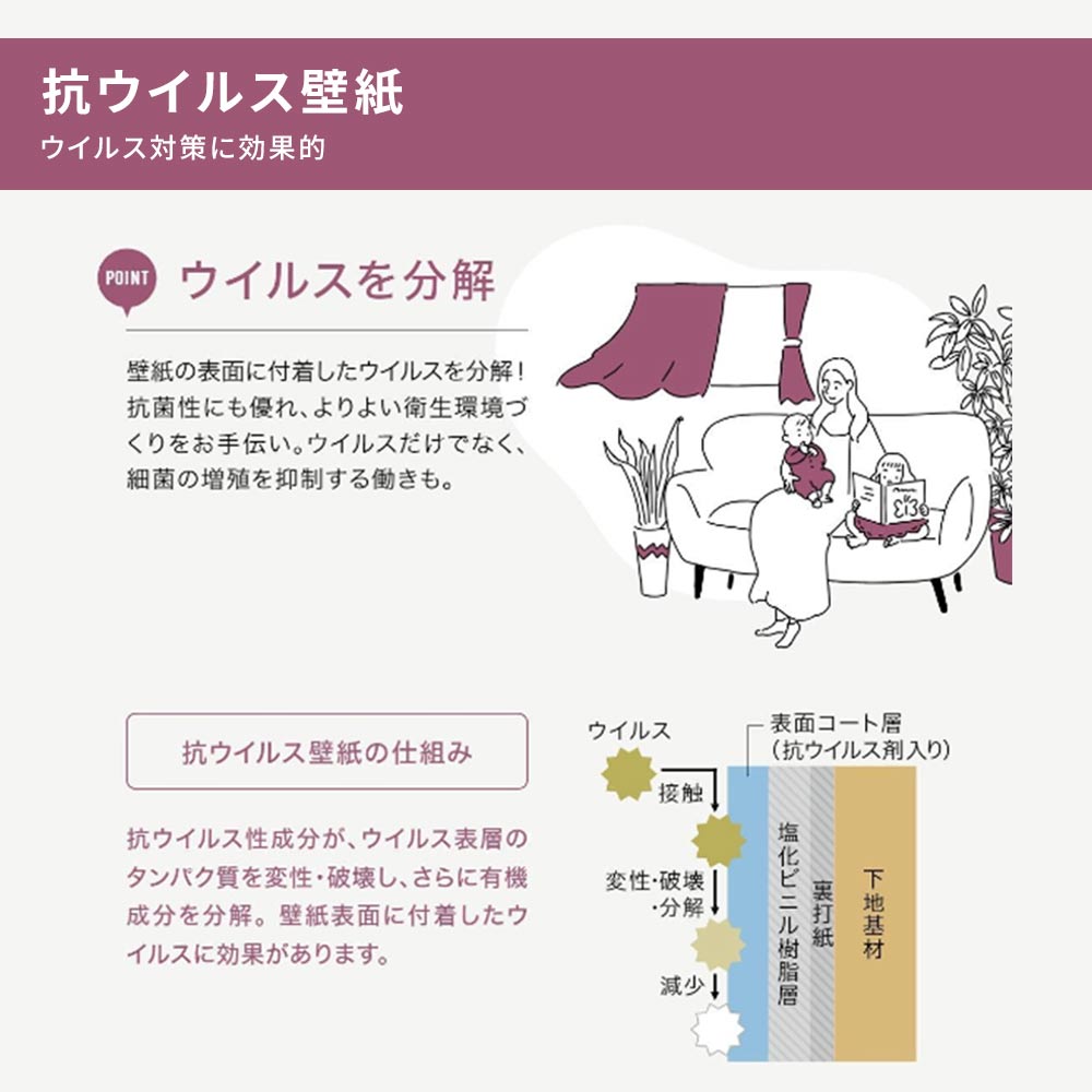 のりなし【1m単位切り売り】国産壁紙 クロス / サンゲツ / 菌の抑制におすすめ RE-55346