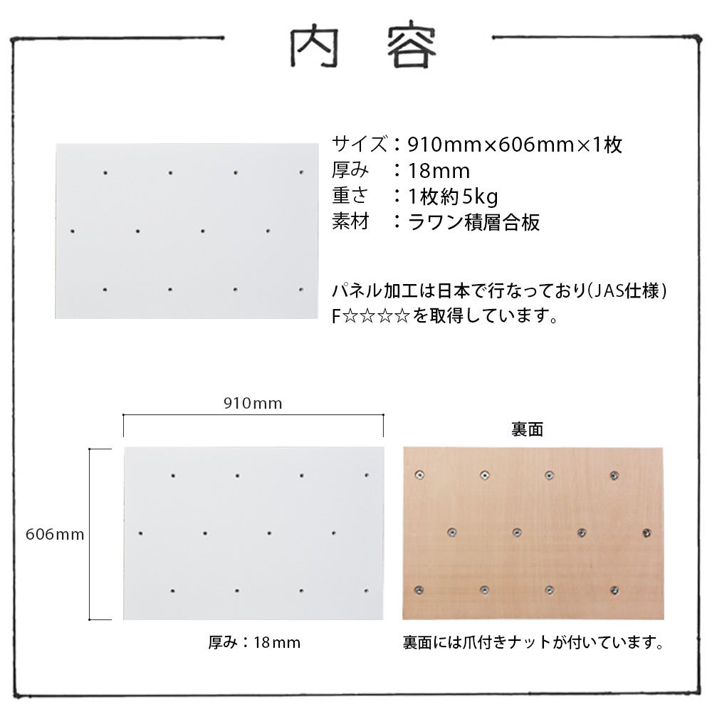 ボルダリング パネル ホワイト 910mm×606mm×18mm クライミング パネル単品 (爪付きナット付)