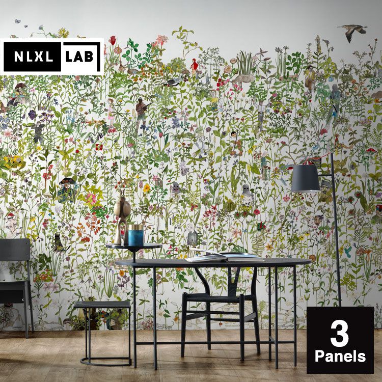 輸入壁紙 NLXL LAB 3 IN THE GARDEN WALLPAPER BY ANNA SURIE / ASU-01【3パネル】