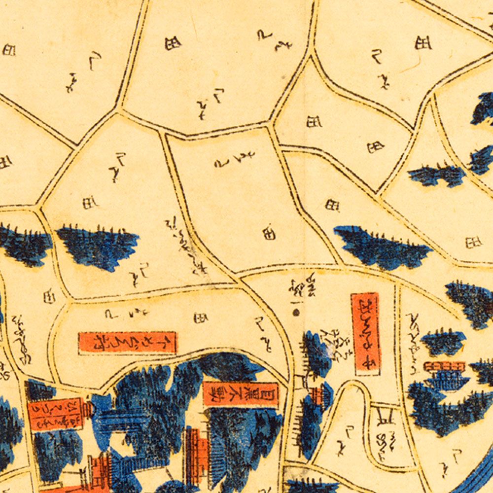 水だけで貼れる壁紙 Hattan OldMap ハッタン 古地図 東京 江戸 「い」セット 6枚セット