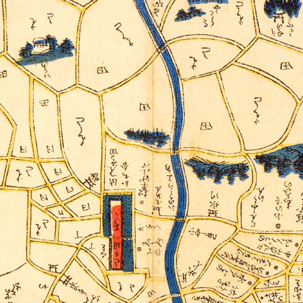 水だけで貼れる壁紙 Hattan OldMap ハッタン 古地図 東京 江戸 「に」セット 6枚セット