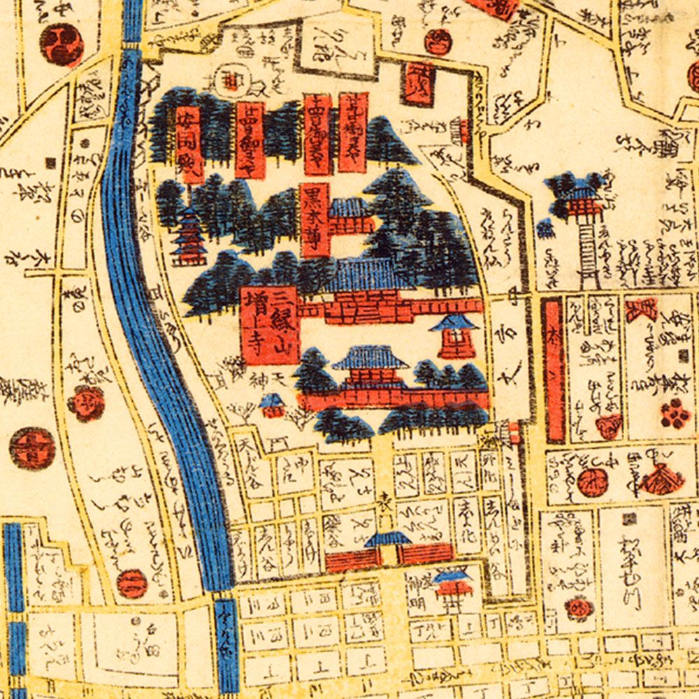 水だけで貼れる壁紙 Hattan OldMap ハッタン 古地図 東京 江戸 「へ」セット 6枚セット