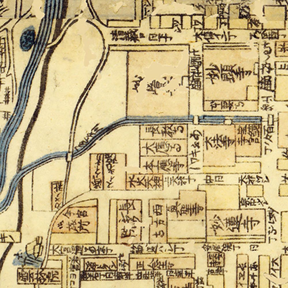 水だけで貼れる壁紙 Hattan OldMap ハッタン 古地図 京都/横 「ほ」セット 6枚セット