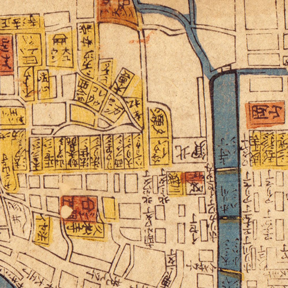 水だけで貼れる壁紙 Hattan OldMap ハッタン 古地図 大阪 大坂 「は」セット 6枚セット