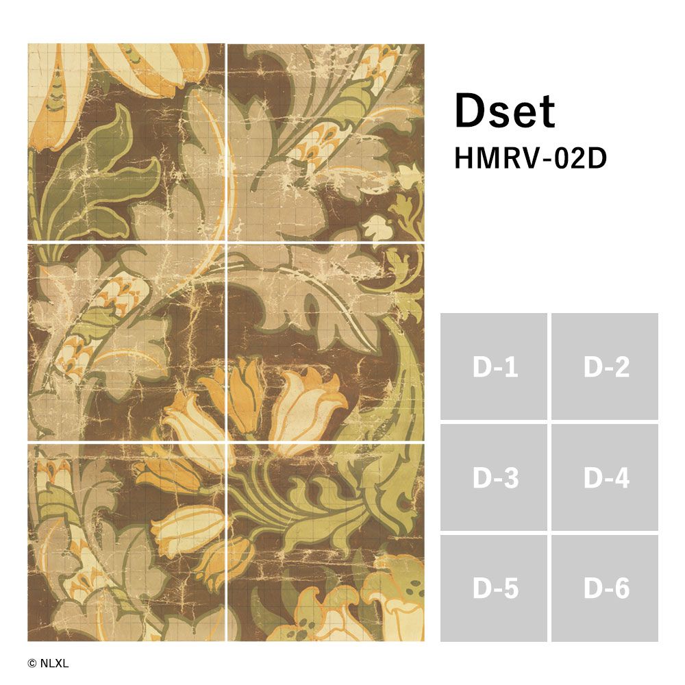 水だけで貼れる壁紙 Hattan NLXL ハッタン BIG PATTERN "LUTHER" MURAL Dset HMRV-02D(6枚セット)