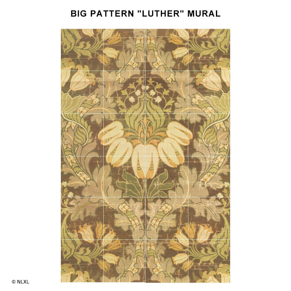 水だけで貼れる壁紙 Hattan NLXL ハッタン エヌエルエックスエル BIG PATTERN "LUTHER" MURAL フルセット(24枚セット)