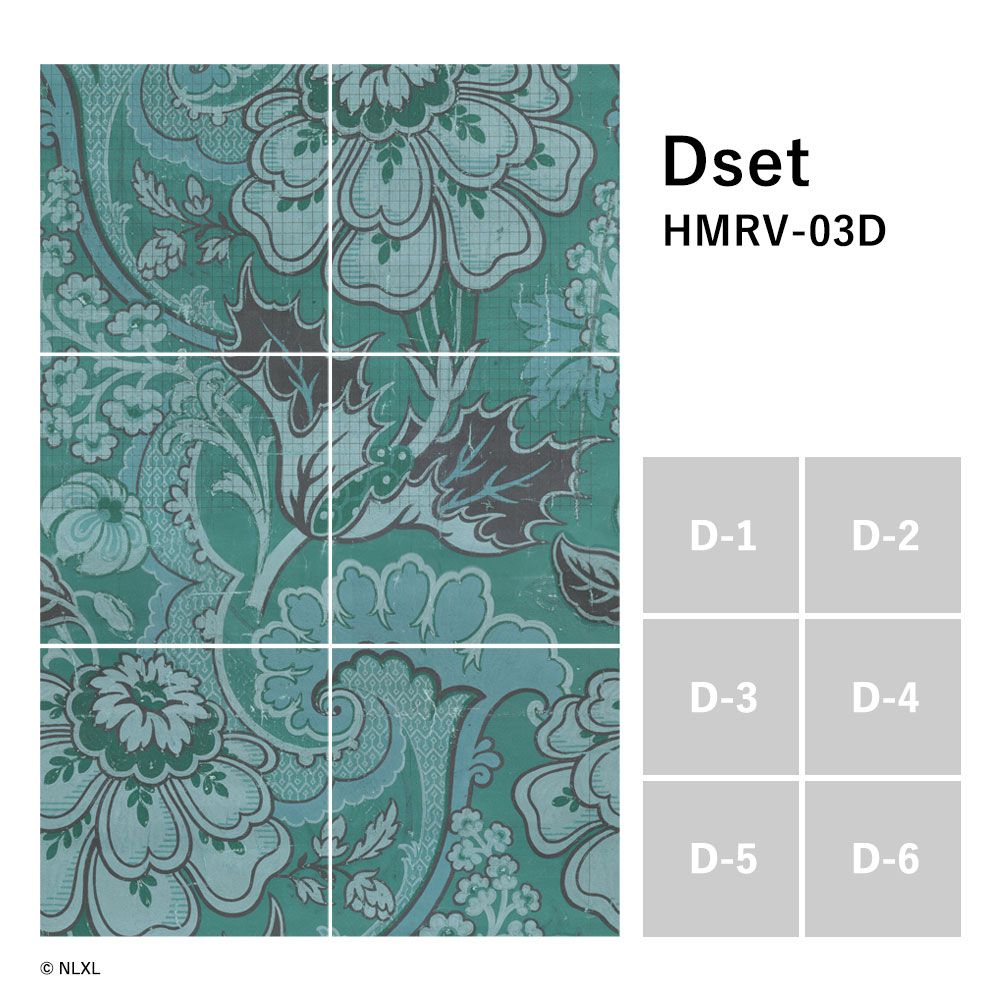 水だけで貼れる壁紙 Hattan NLXL ハッタン BIG PATTERN "PAOLA" MURAL Dset HMRV-03D(6枚セット)