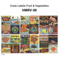 水だけで貼れる壁紙 Hattan NLXL ハッタン Crate labels Fruit & Vegetables HMRV-08(6枚セット)