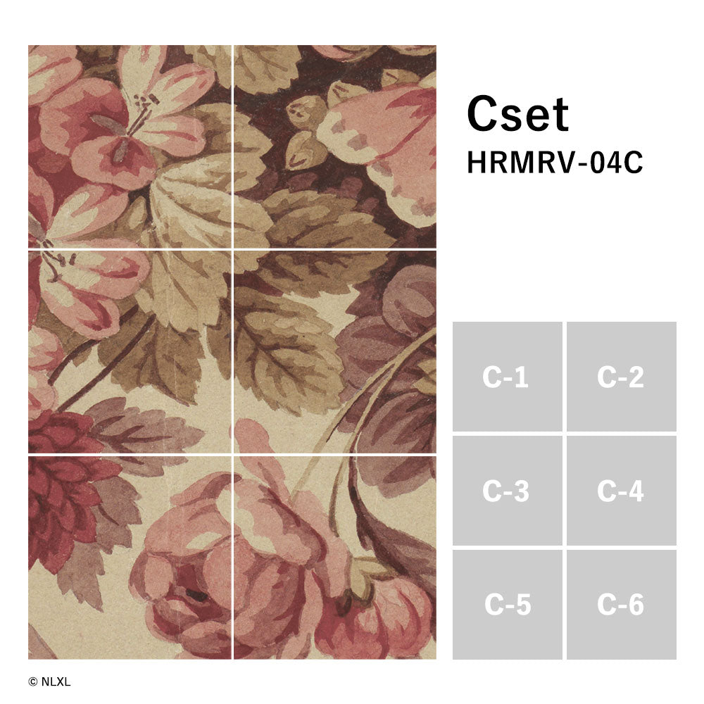 水だけで貼れる壁紙 Hattan NLXL ハッタン エヌエルエックスエル Bouquet Rouge Cset HRMRV-04C(6枚セット)