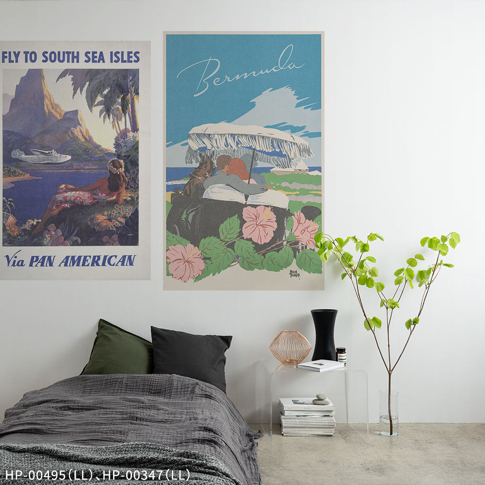 Hattan Art Poster ハッタンアートポスター Hawaii by flying clipper  / HP-00494  Sサイズ(45cm×30cm)