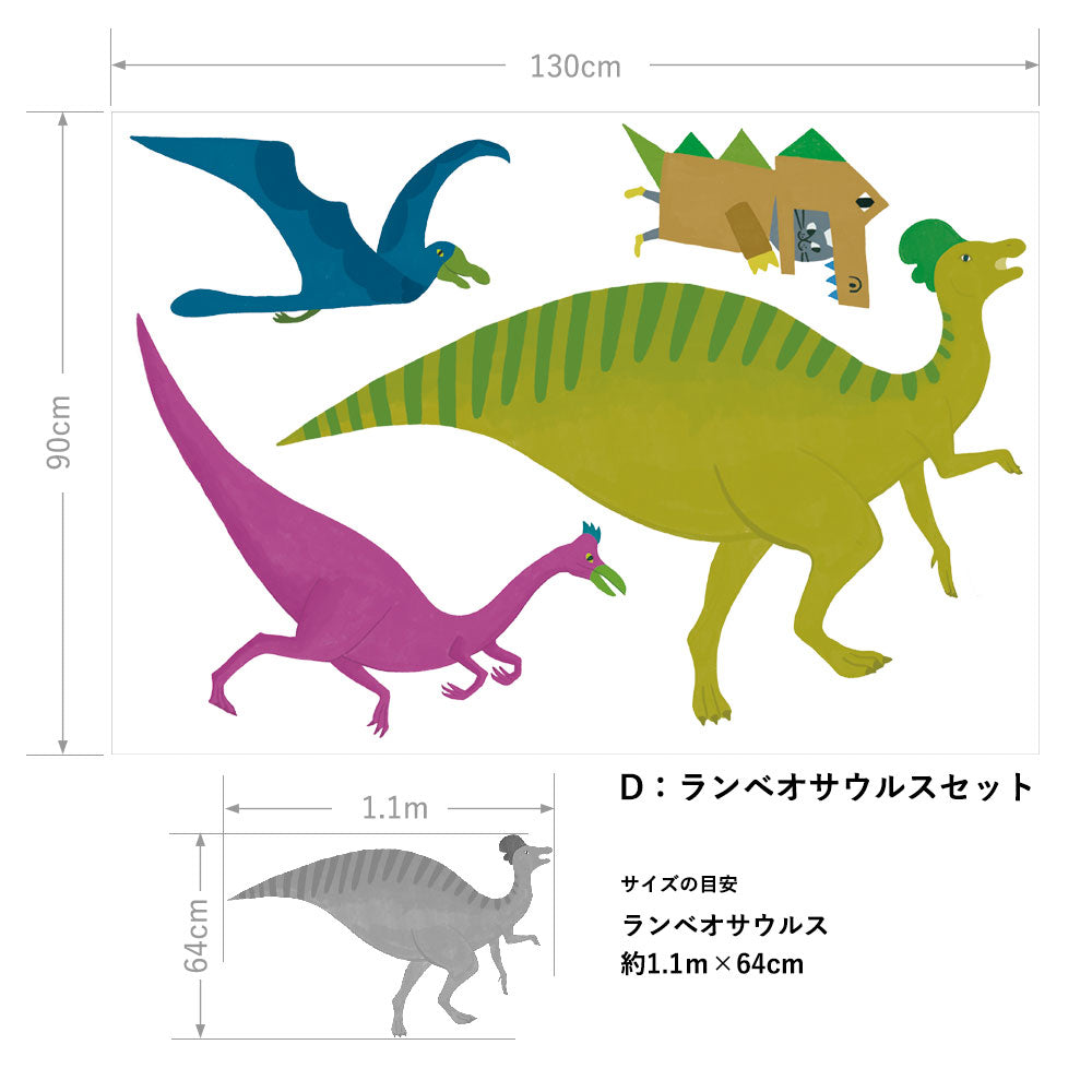 貼ってはがせる ウォールステッカー となりのへやはどんなへや? きょうりゅうのへや D:ランベオサウルスセット