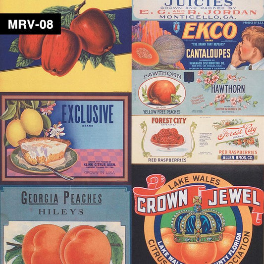 【切売】輸入壁紙 NLXL LAB Mr & Mrs Vintage Crate Labels Fruit & Vegetables Wallpaper / MRV-08