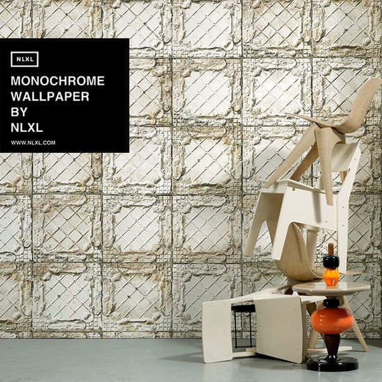 輸入壁紙 NLXL MONOCHROME WALLPAPER LARGE WHITE BROOKLYN TINS WALLPAPER BY MERCI / TIN-09