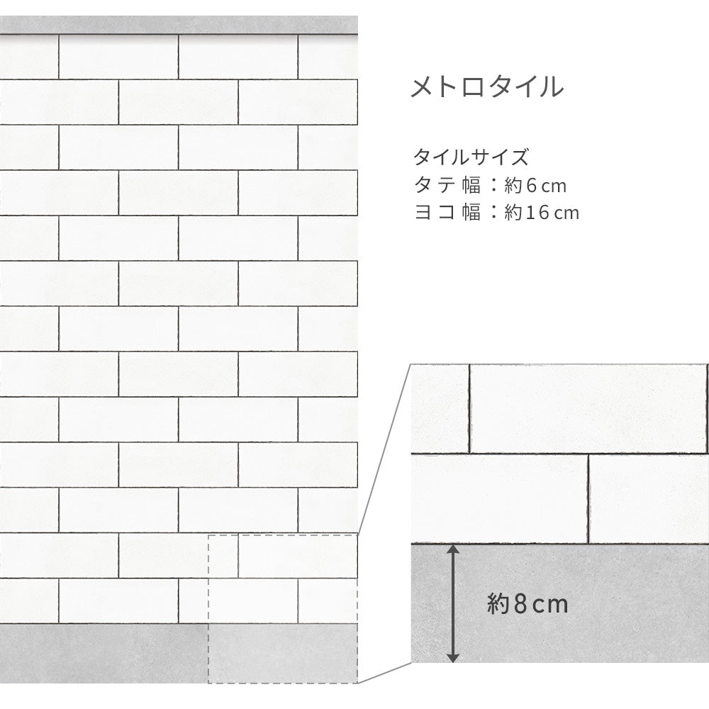 はがせる壁紙 シールタイプ Room No.0 ローワーウォールシート Lower wall sheet メトロタイル TRN-LWS01