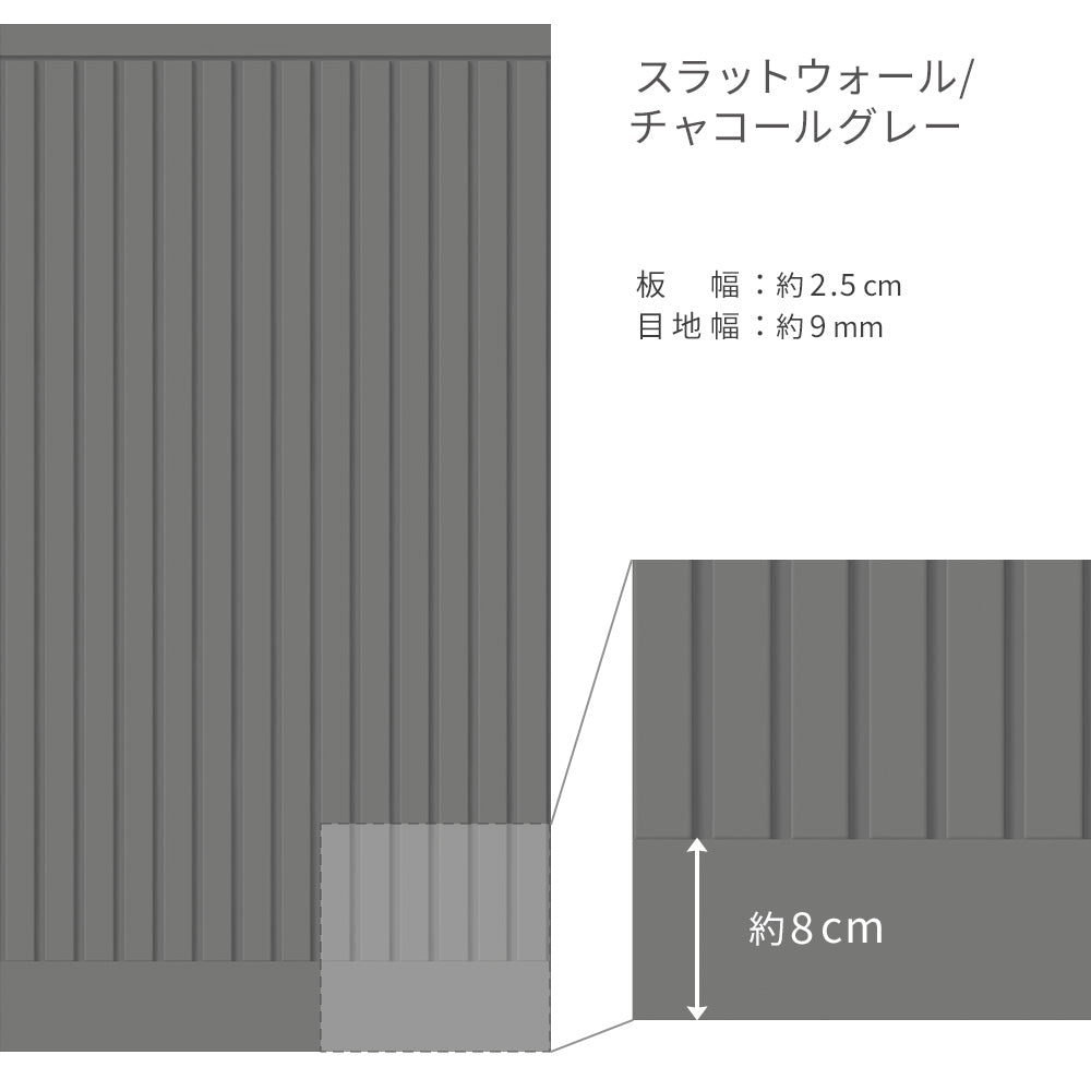 はがせる壁紙 シールタイプ Room No.0 ローワーウォールシート Lower wall sheet スラットウォール TRN-LWS07 チャコールグレー