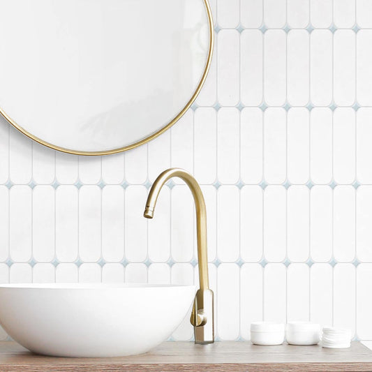 貼ってはがせる シール壁紙 「Hatte me! （ハッテミー）」 リメイクシート ラウンドタイル （65cm×1mサイズ） ROTI-15 / ホワイト×ブルー