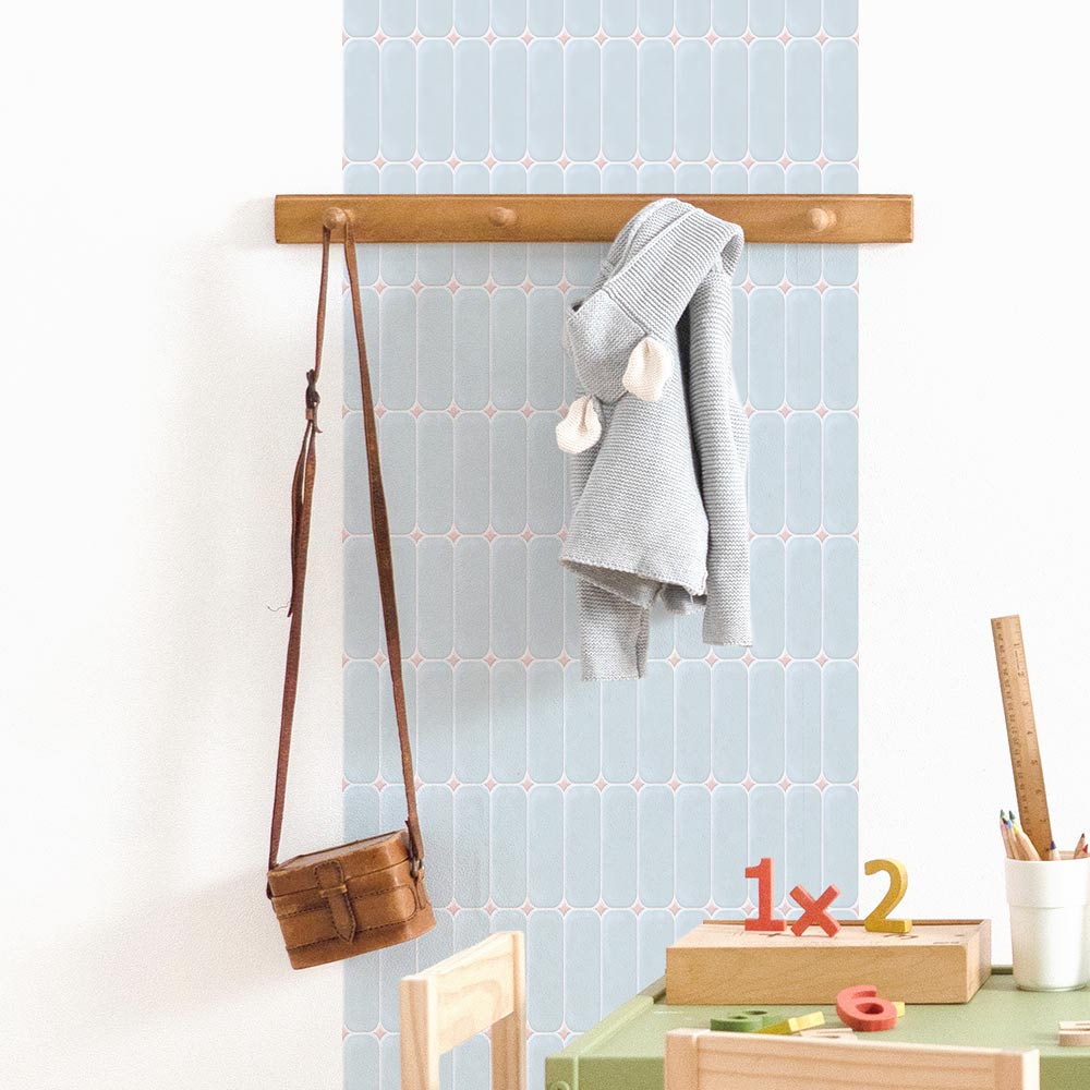 貼ってはがせる シール壁紙 「Hatte me! （ハッテミー）」 リメイクシート ラウンドタイル （65cm×1mサイズ） ROTI-17 / ブルー×ダークピンク