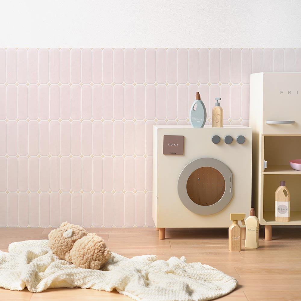 貼ってはがせる シール壁紙 「Hatte me! （ハッテミー）」 リメイクシート ラウンドタイル （65cm×1mサイズ） ROTI-19 / ピンク×イエロー
