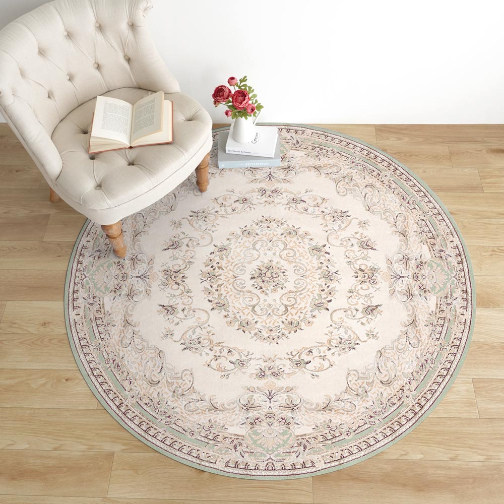 150cm×150cm　円形 クラシック・ペルシャ ヴィンテージセージ Mon Sucrier