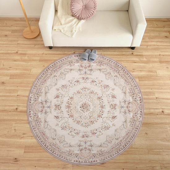 150cm×150cm　円形 クラシック・ペルシャ ミルクティーベージュ Mon Sucrier