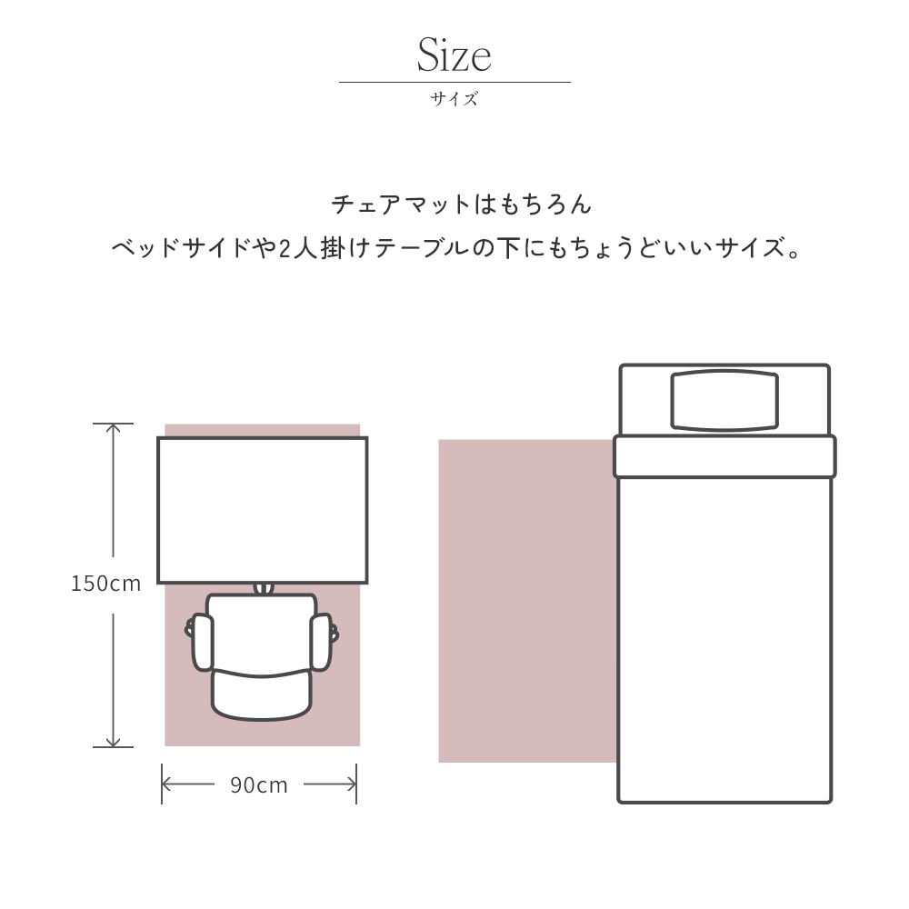 チェアマットはもちろん、ベッドサイドにもおすすめなサイズ