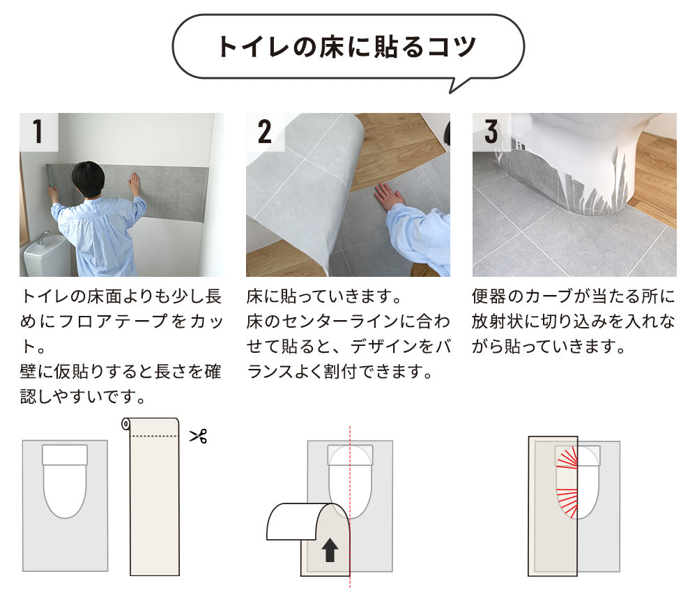 トイレの貼り方のコツ