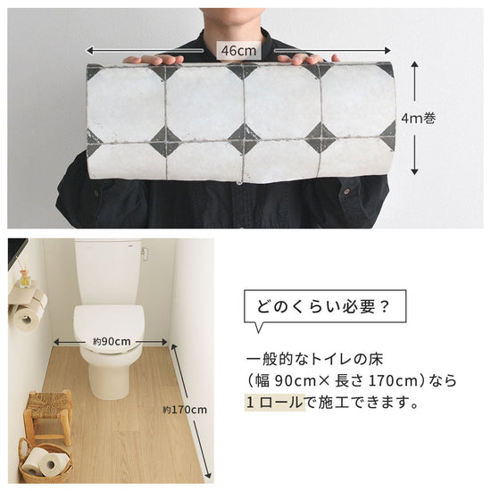 1本で1畳（トイレの床程度）施工できます