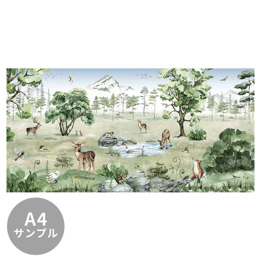 【サンプル】はがせるミューラル壁紙 のりなし KIKKI BELLE Deer Forest Summer W13308