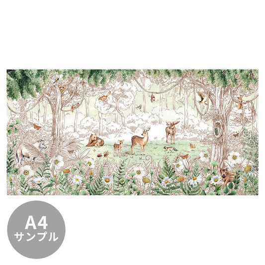 【サンプル】はがせるミューラル壁紙 のりなし KIKKI BELLE Forest Friends Spring W13315