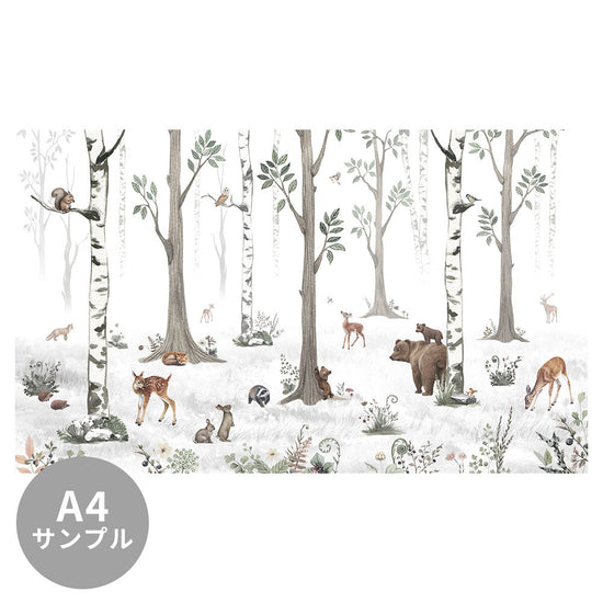 【サンプル】はがせるミューラル壁紙 のりなし KIKKI BELLE White Forest W13337