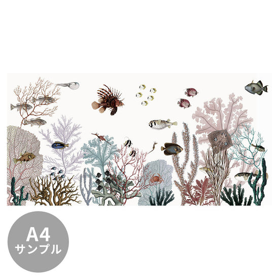 【サンプル】はがせるミューラル壁紙 のりなし KIKKI BELLE Roaring Reef - White W13381