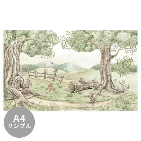 【サンプル】はがせるミューラル壁紙 のりなし KIKKI BELLE Mouse Family W13912