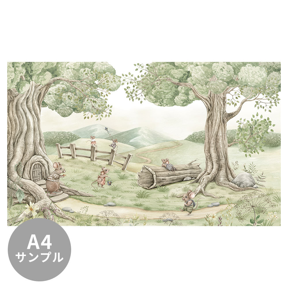 【サンプル】はがせるミューラル壁紙 のりなし KIKKI BELLE Mouse Family W13912