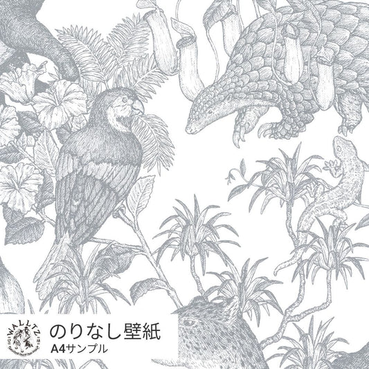 【サンプル】はがせる壁紙 のりなしタイプ WALLTZ ウォルツ 村山大明 Tropical rainforest Double Gray NWZ-TFDGY