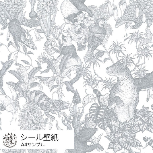 【サンプル】はがせる壁紙 シールタイプ WALLTZ ウォルツ 村山大明 Tropical rainforest Gray TWZ-TFGY