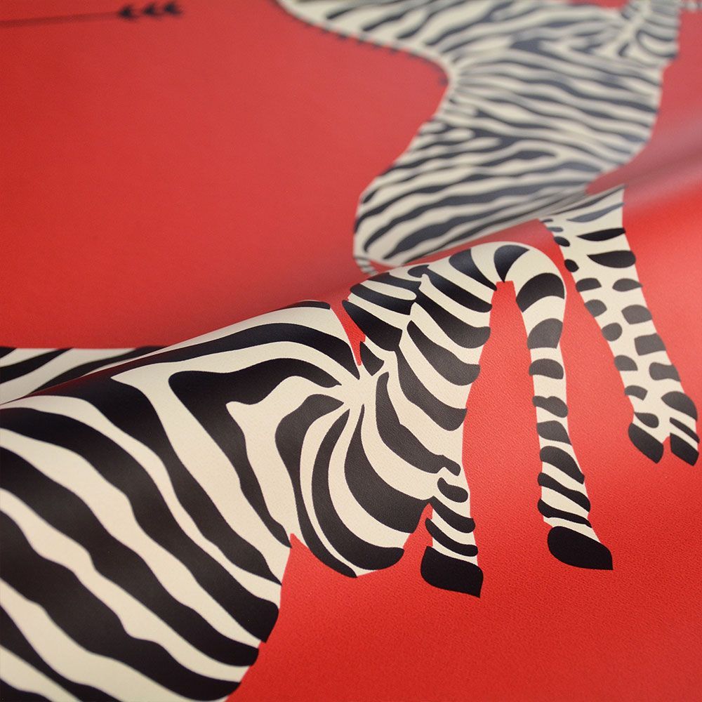 【サンプル】はがせる 壁紙 シール 「NU WALLPAPER」Masai Red Zebra Safari Scalamandre Self Adhesive Wallpaper / SCS3869