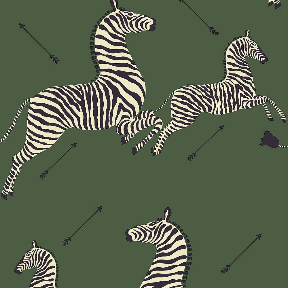 はがせる 壁紙 シール 「NU WALLPAPER」Serengeti Green Zebra Safari Scalamandre / SCS3871