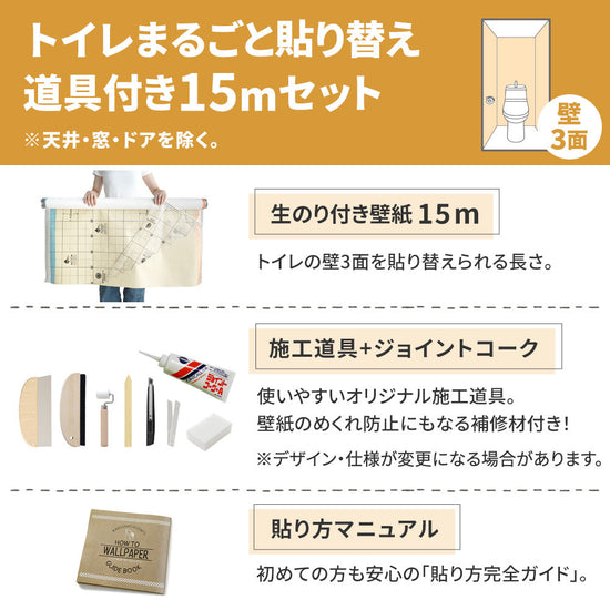のり付き壁紙15ｍ道具付きセット内容