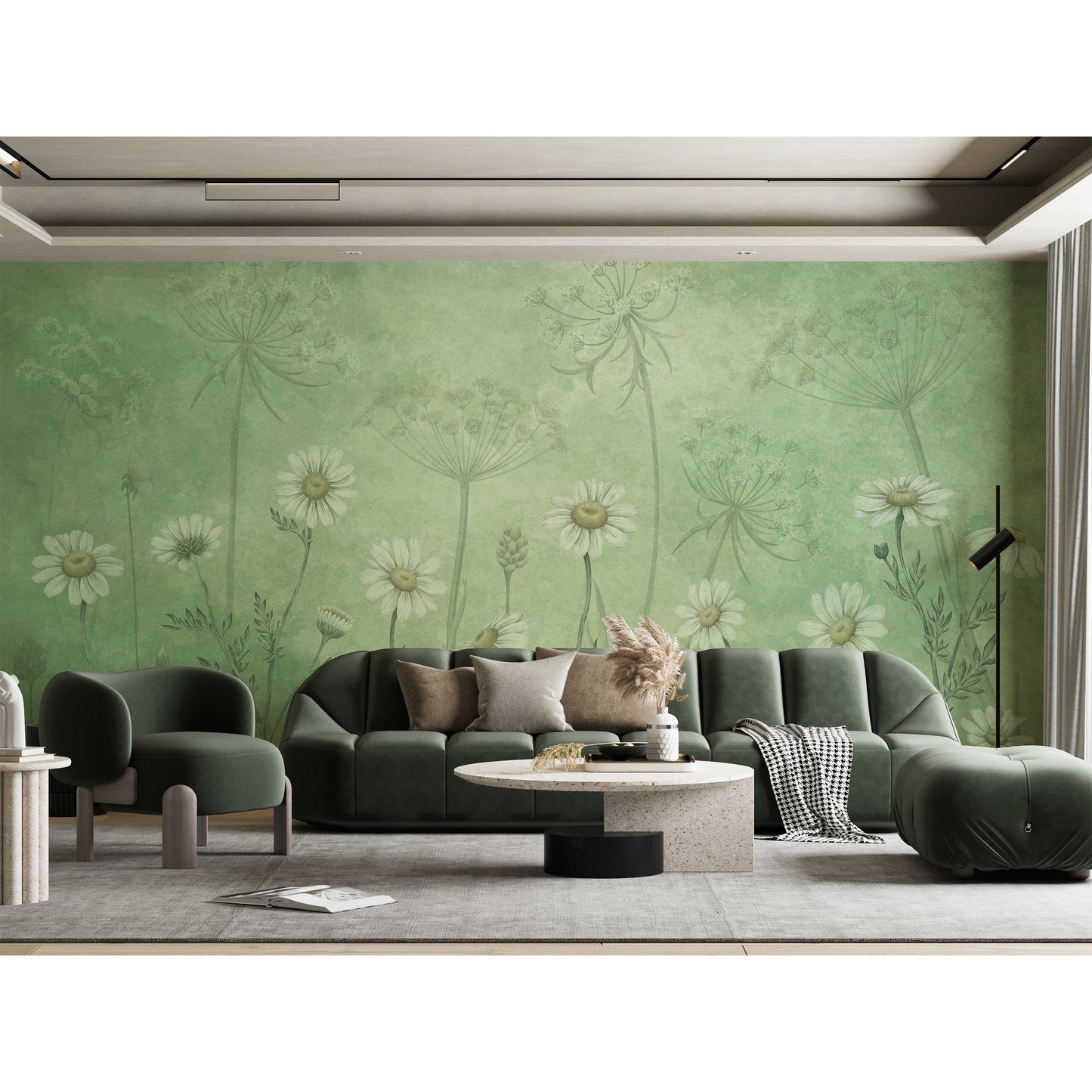 はがせるミューラル壁紙 のりなし Sir Edward Dazzling Daisies Green W13364