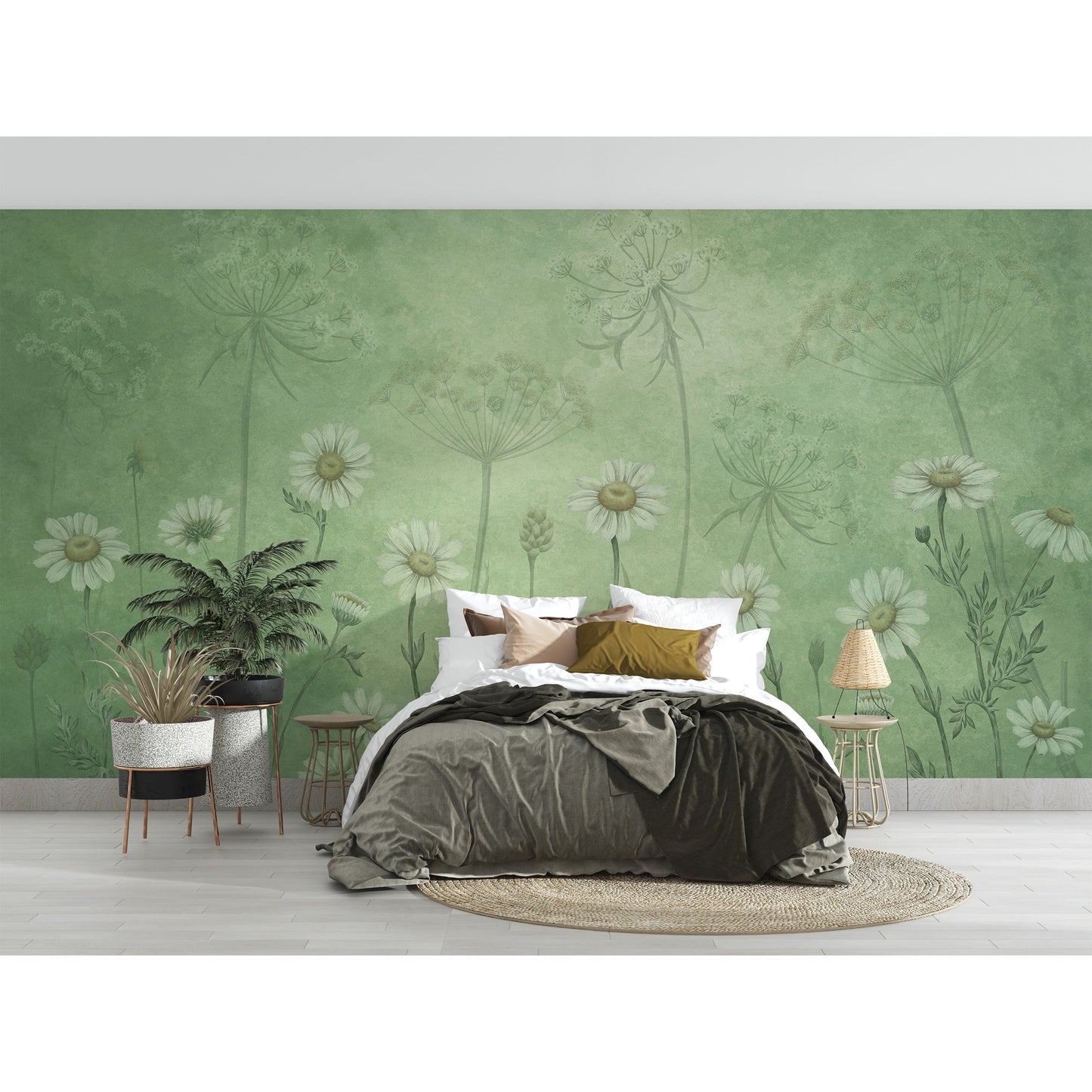 はがせるミューラル壁紙 のりなし Sir Edward Dazzling Daisies Green W13364