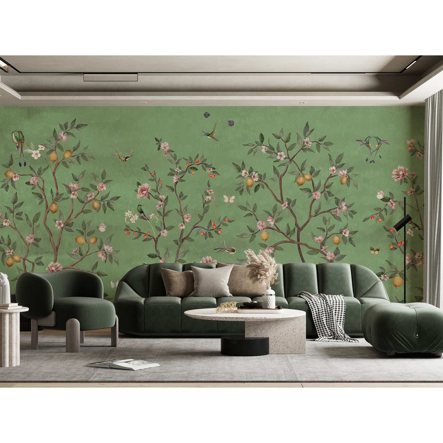 はがせるミューラル壁紙 のりなし Sir Edward Lemon Tree Chinoiserie Green W13371