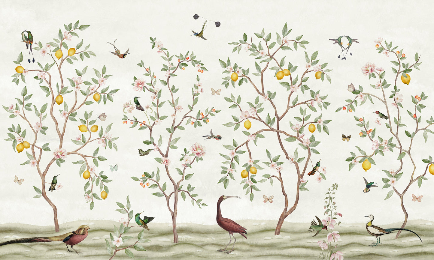 はがせるミューラル壁紙 のりなし Sir Edward Lemon Tree Chinoiserie White W13373