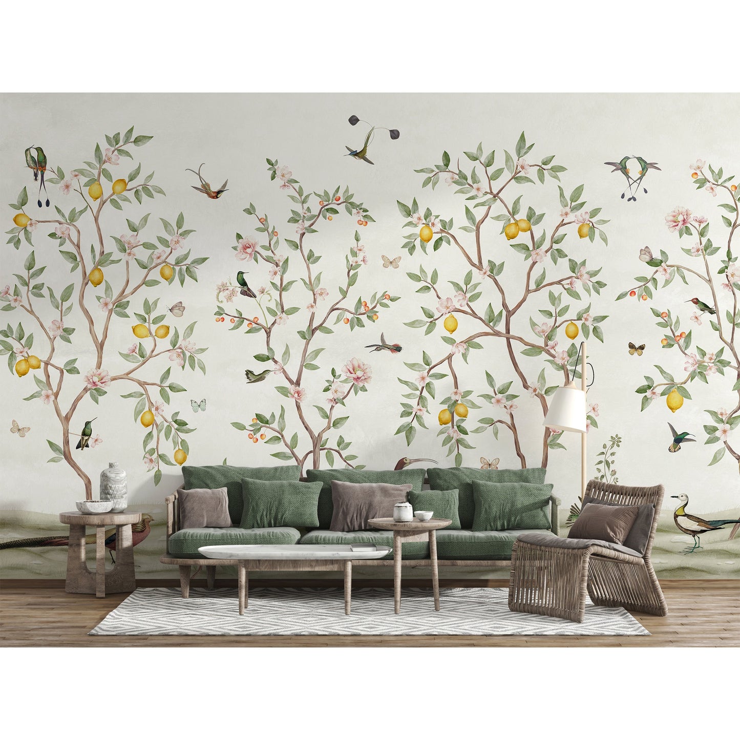 はがせるミューラル壁紙 のりなし Sir Edward Lemon Tree Chinoiserie White W13373